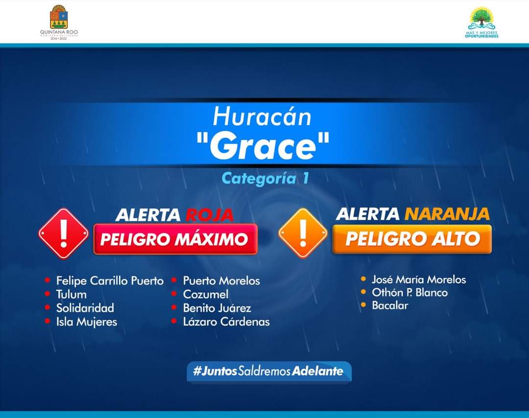 Quintana Roo en alerta roja por Grace